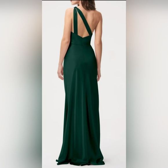 Jenny yoo lena one shoulder dress green size 14 - Picture 2 of 4